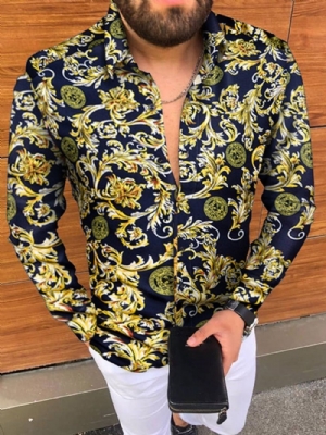 Camisa Casual De Outono Com Estampa De Lapela