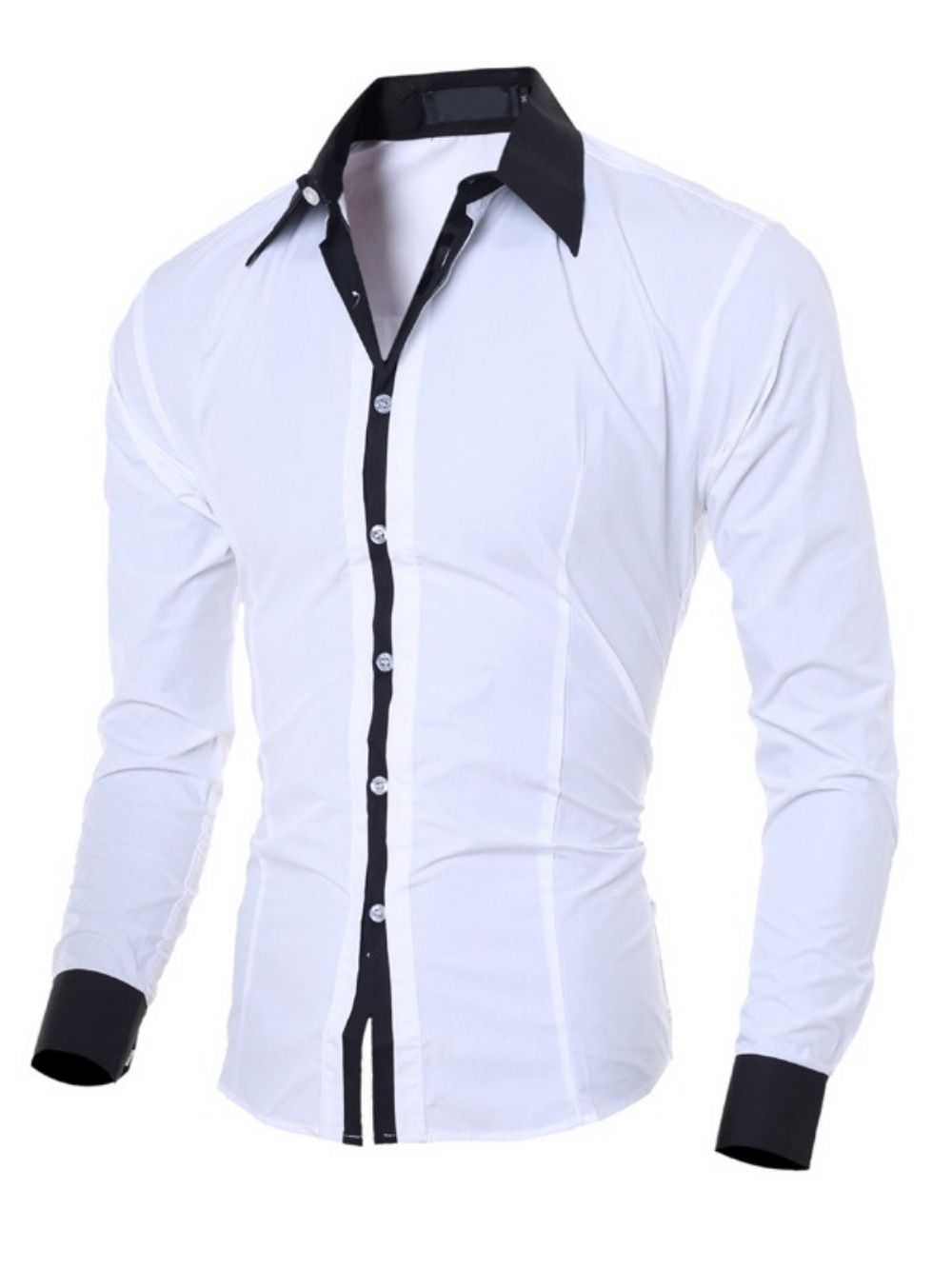 Camisa Casual Slim Com Lapela Color Block