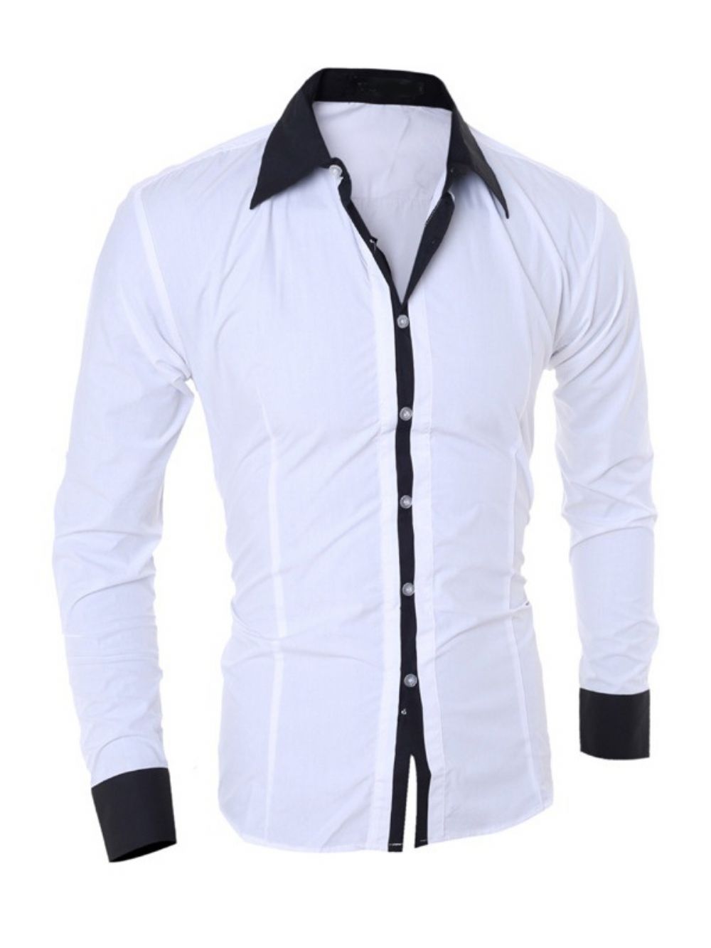 Camisa Casual Slim Com Lapela Color Block