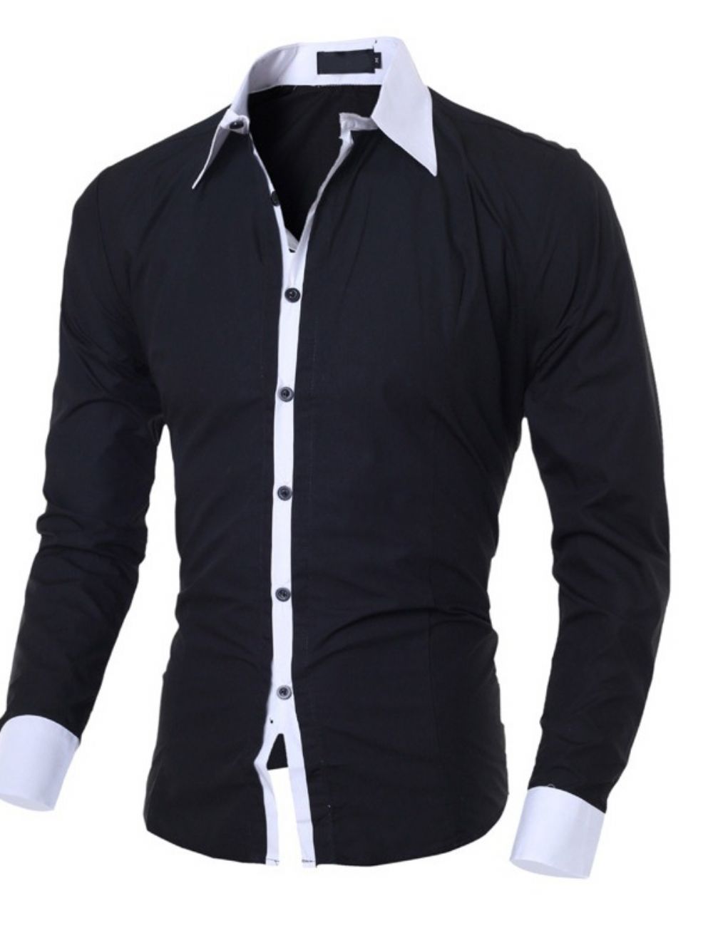 Camisa Casual Slim Com Lapela Color Block