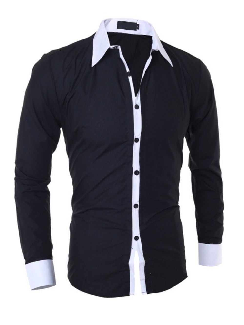 Camisa Casual Slim Com Lapela Color Block