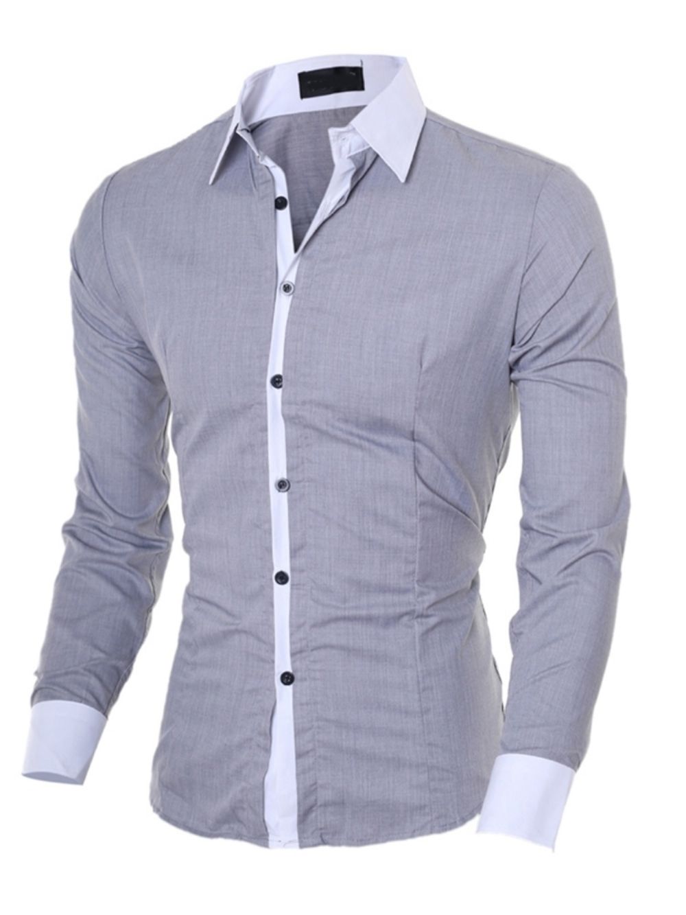 Camisa Casual Slim Com Lapela Color Block