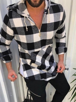 Camisa Casual Xadrez Bolso Queda Slim