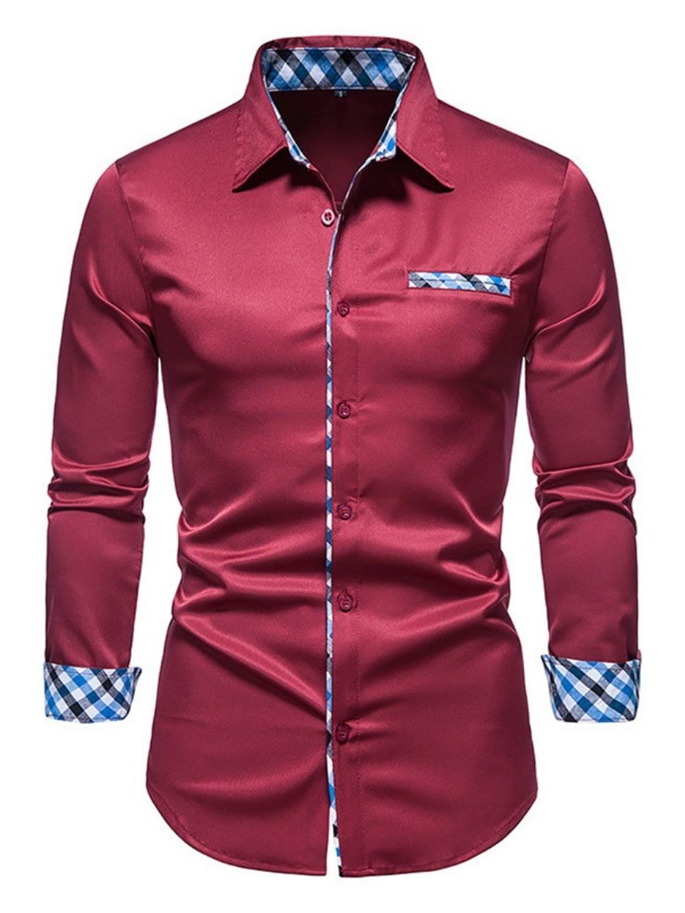 Camisa Casual Xadrez Com Abotoamento Simples E Lapela