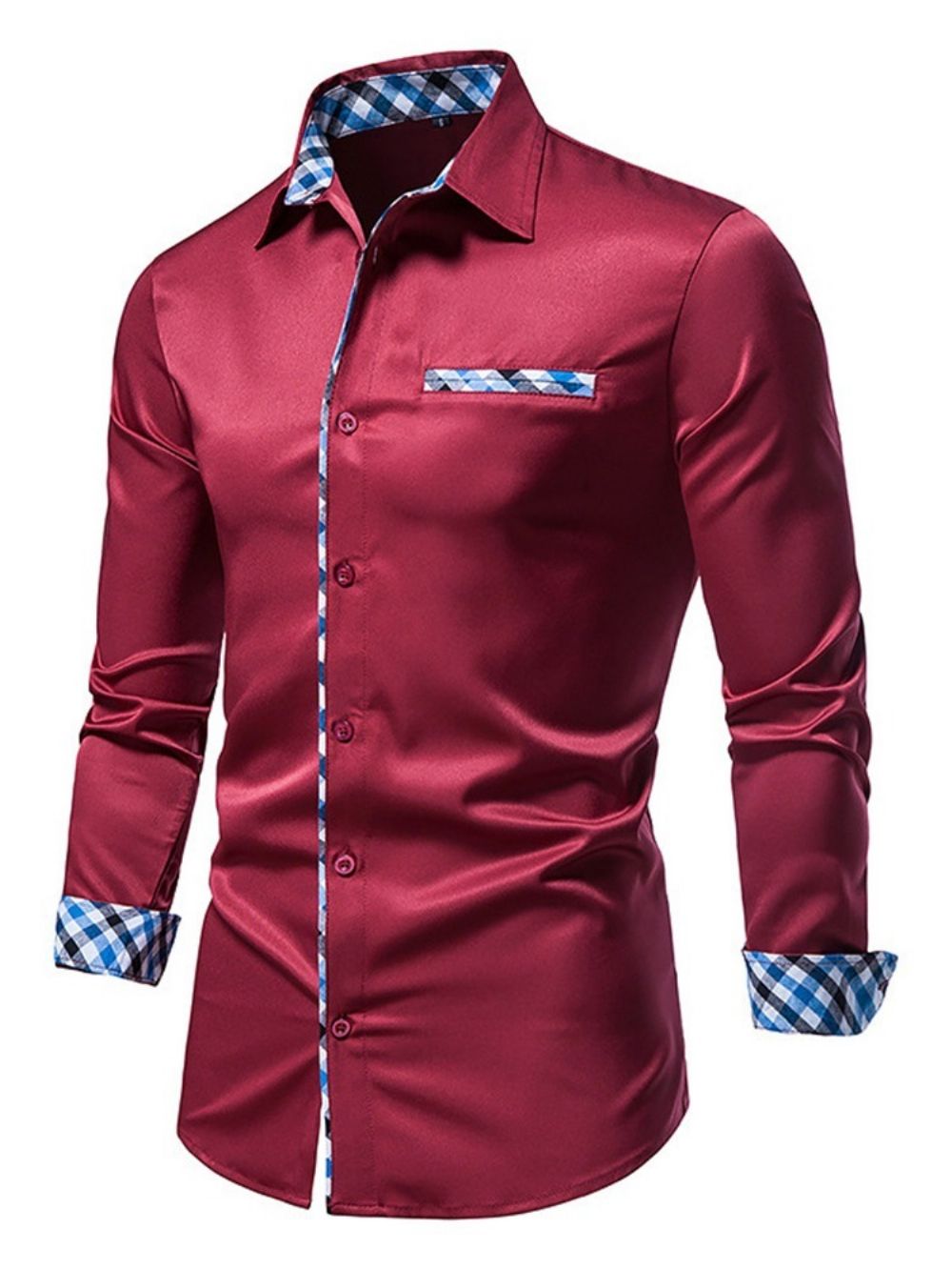 Camisa Casual Xadrez Com Abotoamento Simples E Lapela