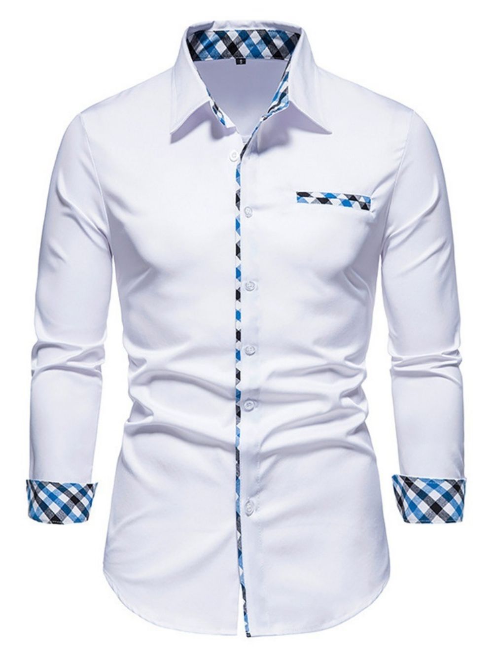 Camisa Casual Xadrez Com Abotoamento Simples E Lapela