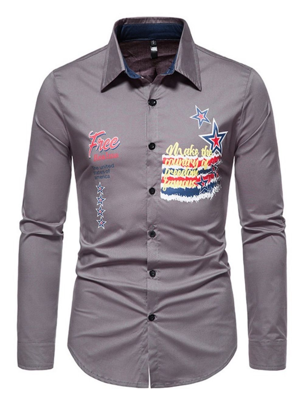 Camisa Estampada Carta Casual Fina De Primavera