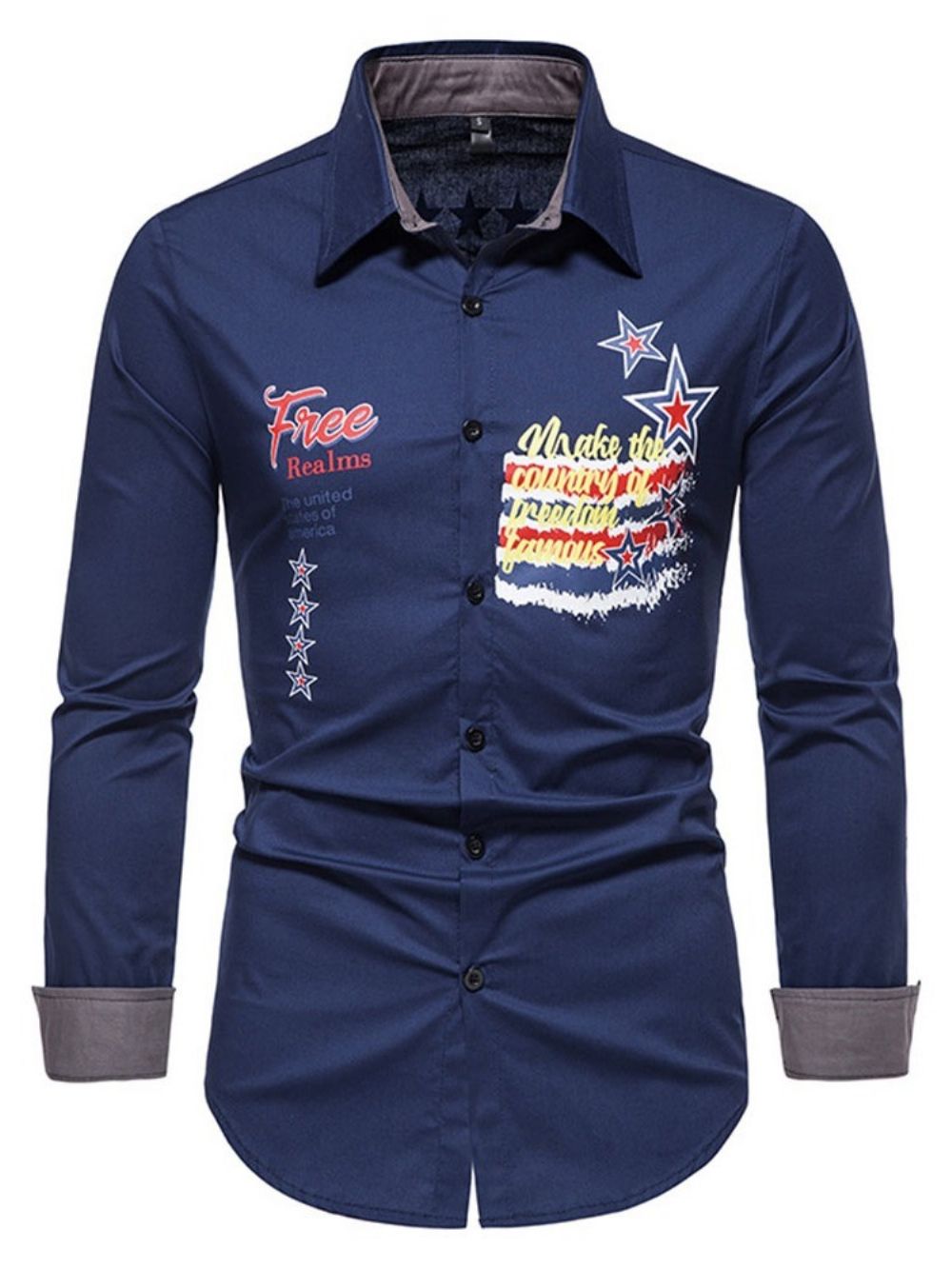 Camisa Estampada Carta Casual Fina De Primavera