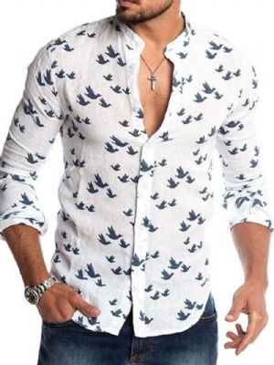 Camisa Estampada Com Gola E Mola