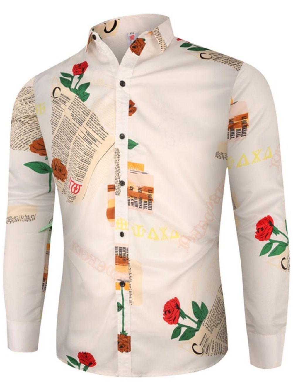 Camisa Estampada Coreana Com Lapela De Outono