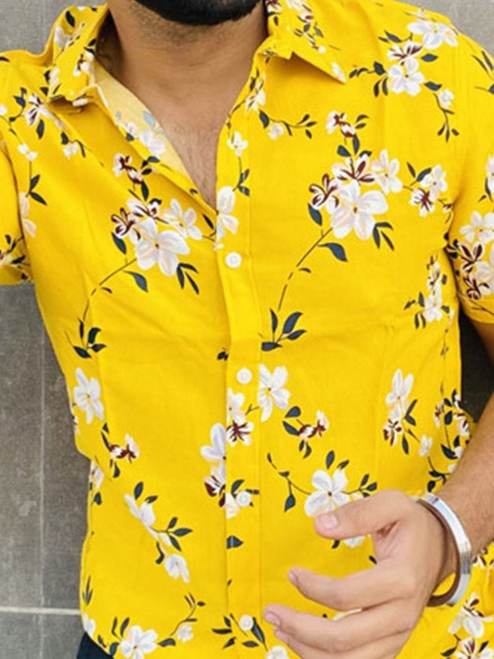 Camisa Floral Casual Com Lapela De Primavera