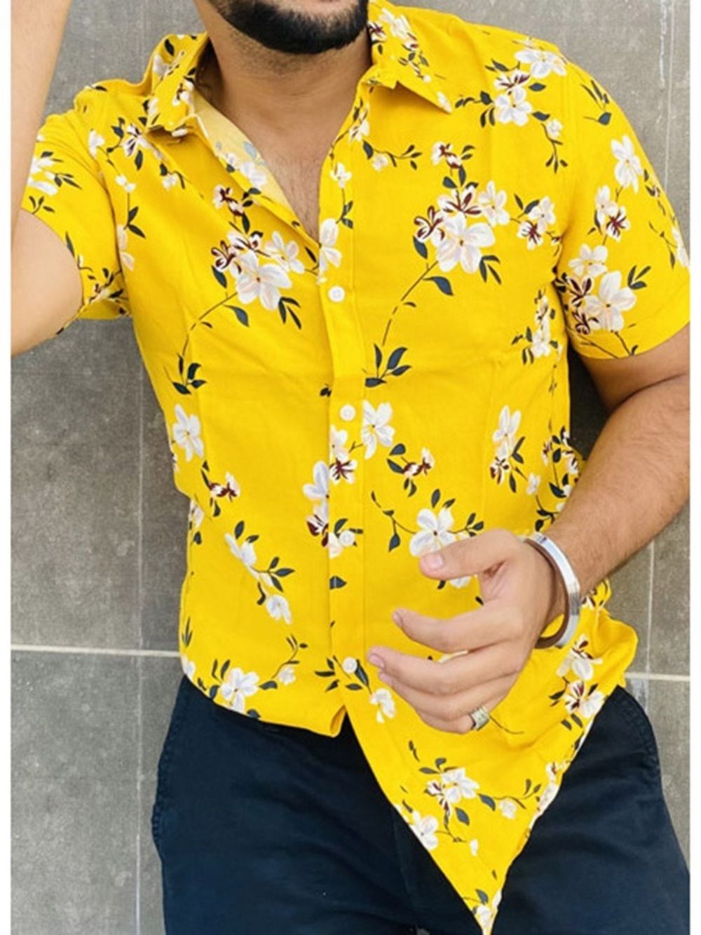 Camisa Floral Casual Com Lapela De Primavera