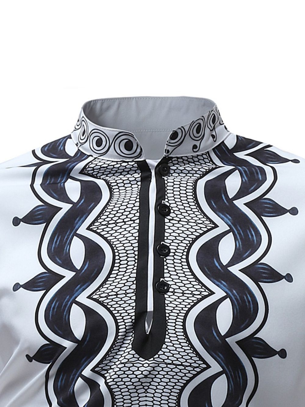 Camisa Folgada Masculina Com Gola Dashiki Moda Africana