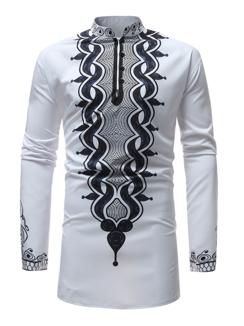 Camisa Folgada Masculina Com Gola Dashiki Moda Africana