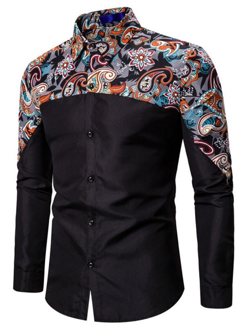 Camisa Masculina De Botão Floral Casual De Abotoamento Simples