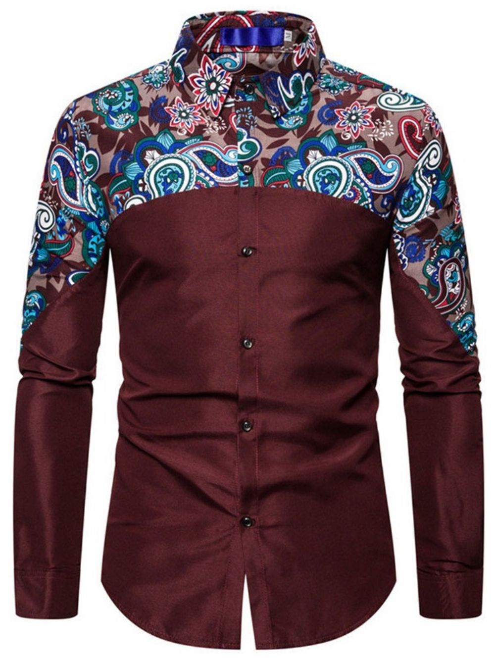 Camisa Masculina De Botão Floral Casual De Abotoamento Simples