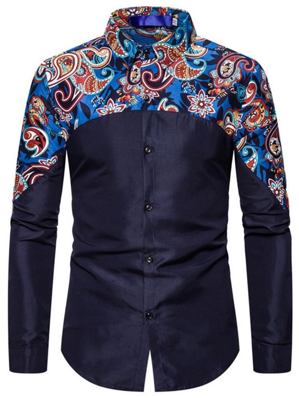 Camisa Masculina De Botão Floral Casual De Abotoamento Simples