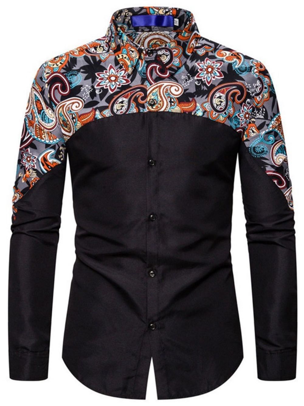 Camisa Masculina De Botão Floral Casual De Abotoamento Simples