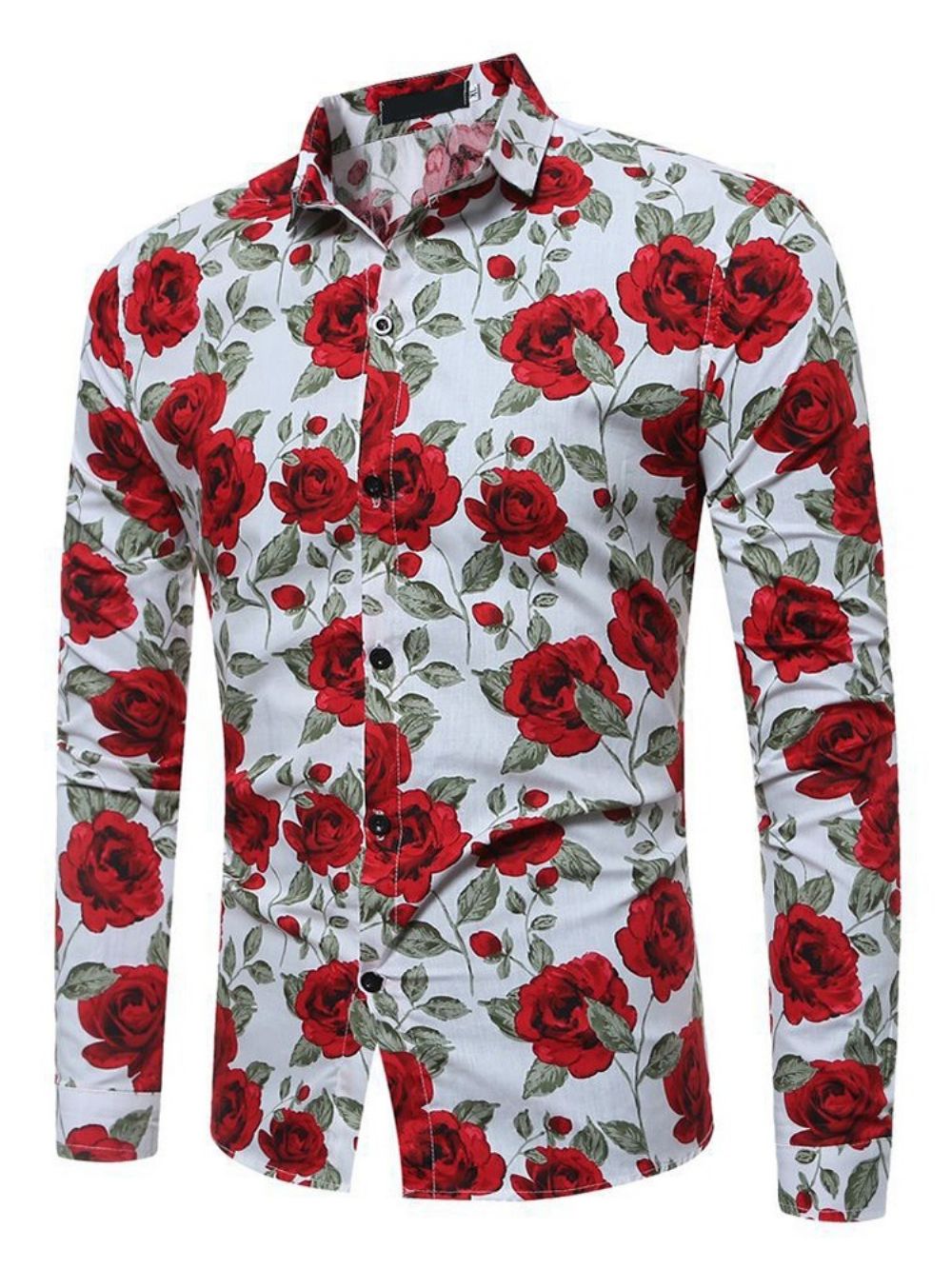 Camisa Masculina Casual Com Estampa Floral De Outono