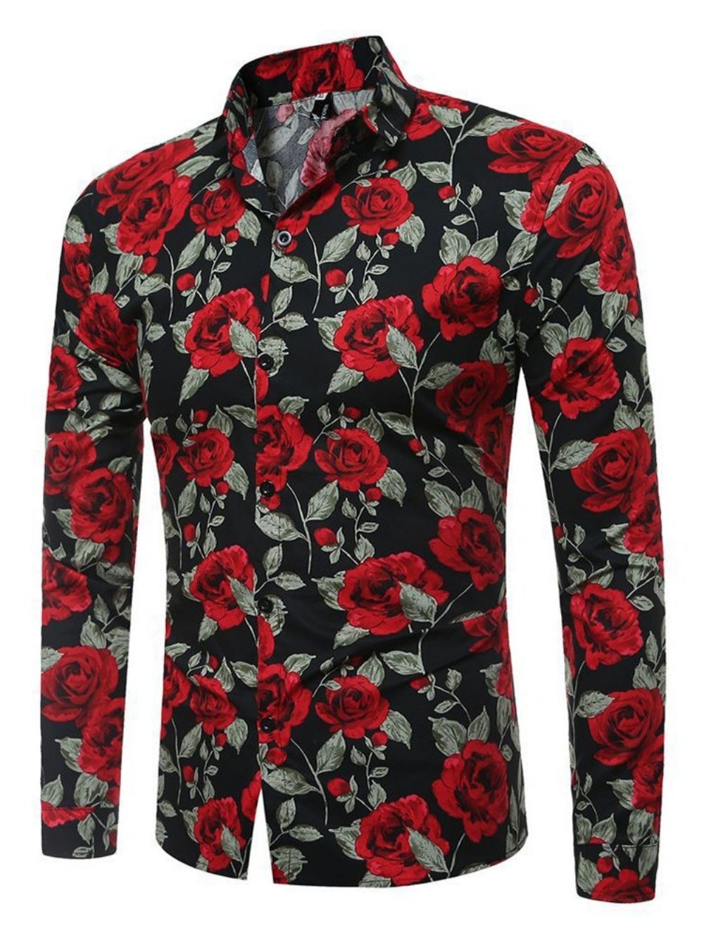 Camisa Masculina Casual Com Estampa Floral De Outono