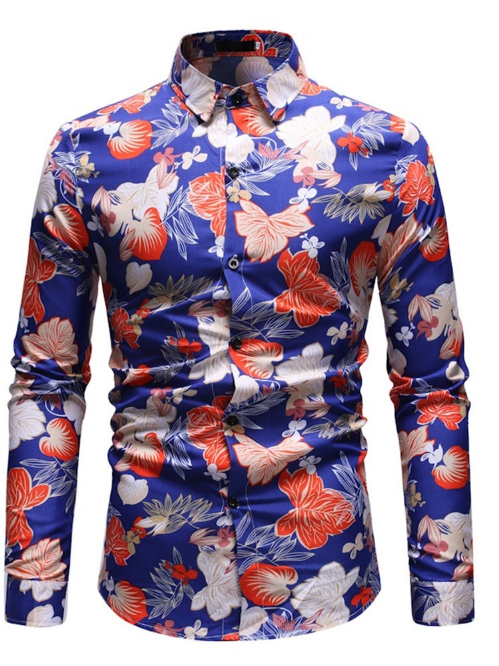 Camisa Masculina Casual Com Estampa Floral De Outono