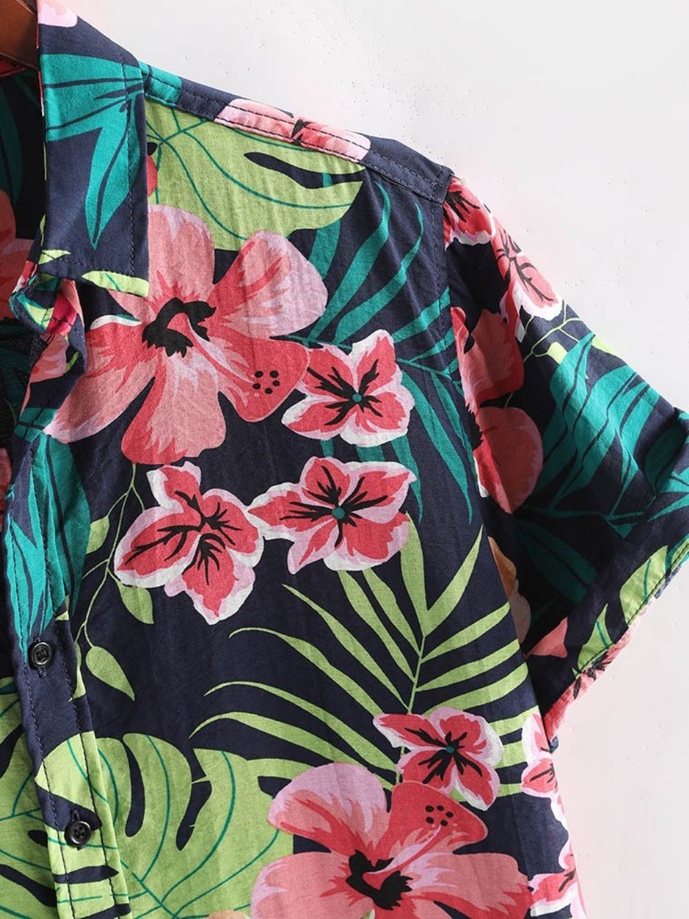 Camisa Masculina Casual Com Lapela Floral Estampada