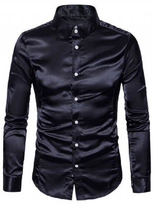 Camisa Masculina Casual Com Lapela Simples De Outono