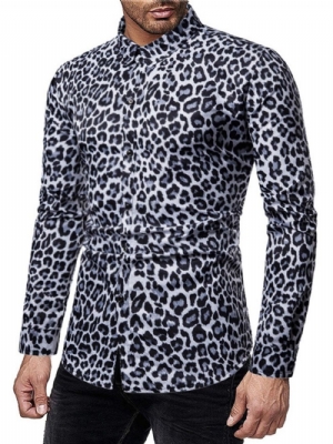 Camisa Masculina Casual Estampa Leopardo