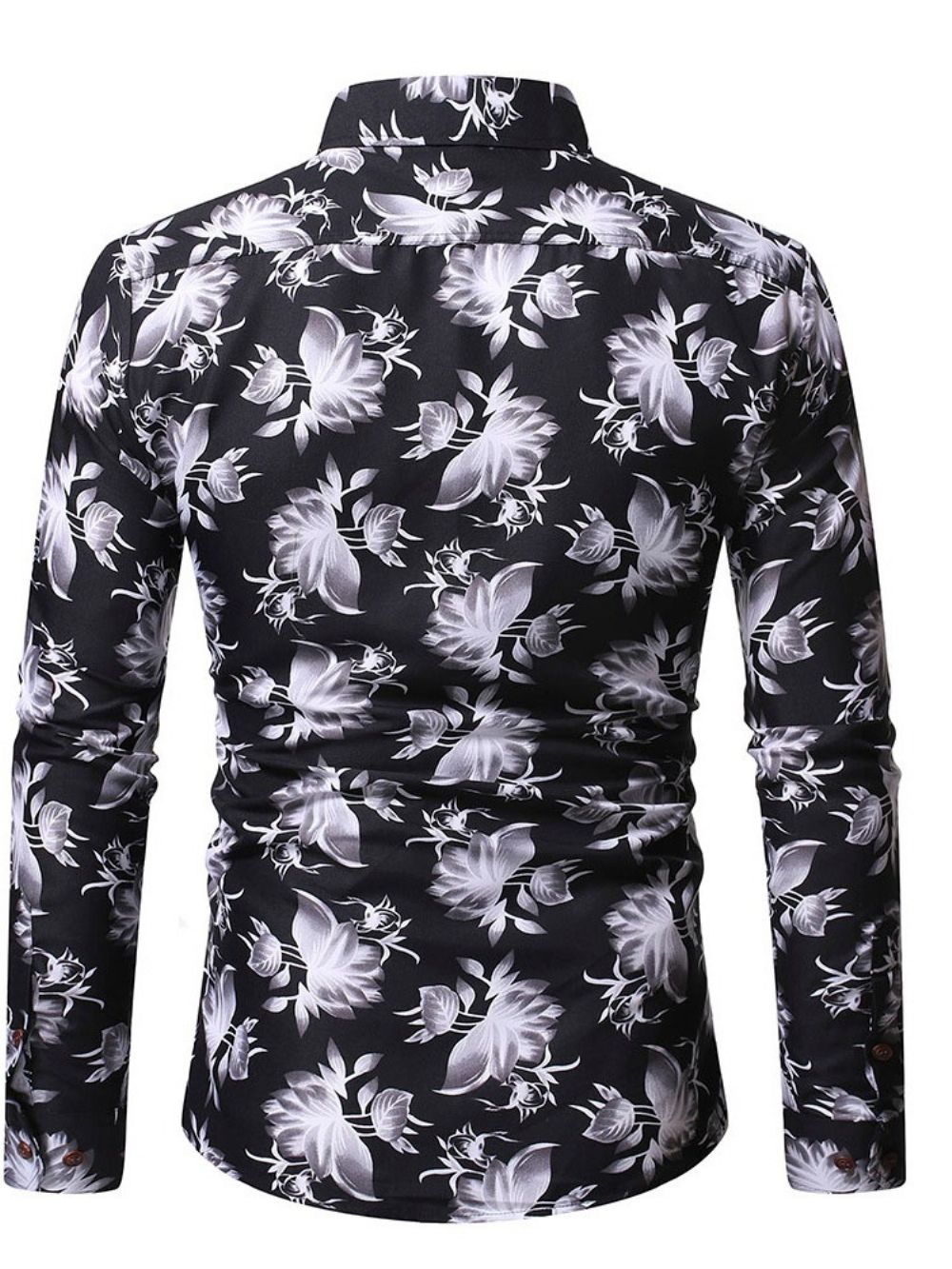 Camisa Masculina Casual Floral Bolso Casual Outono