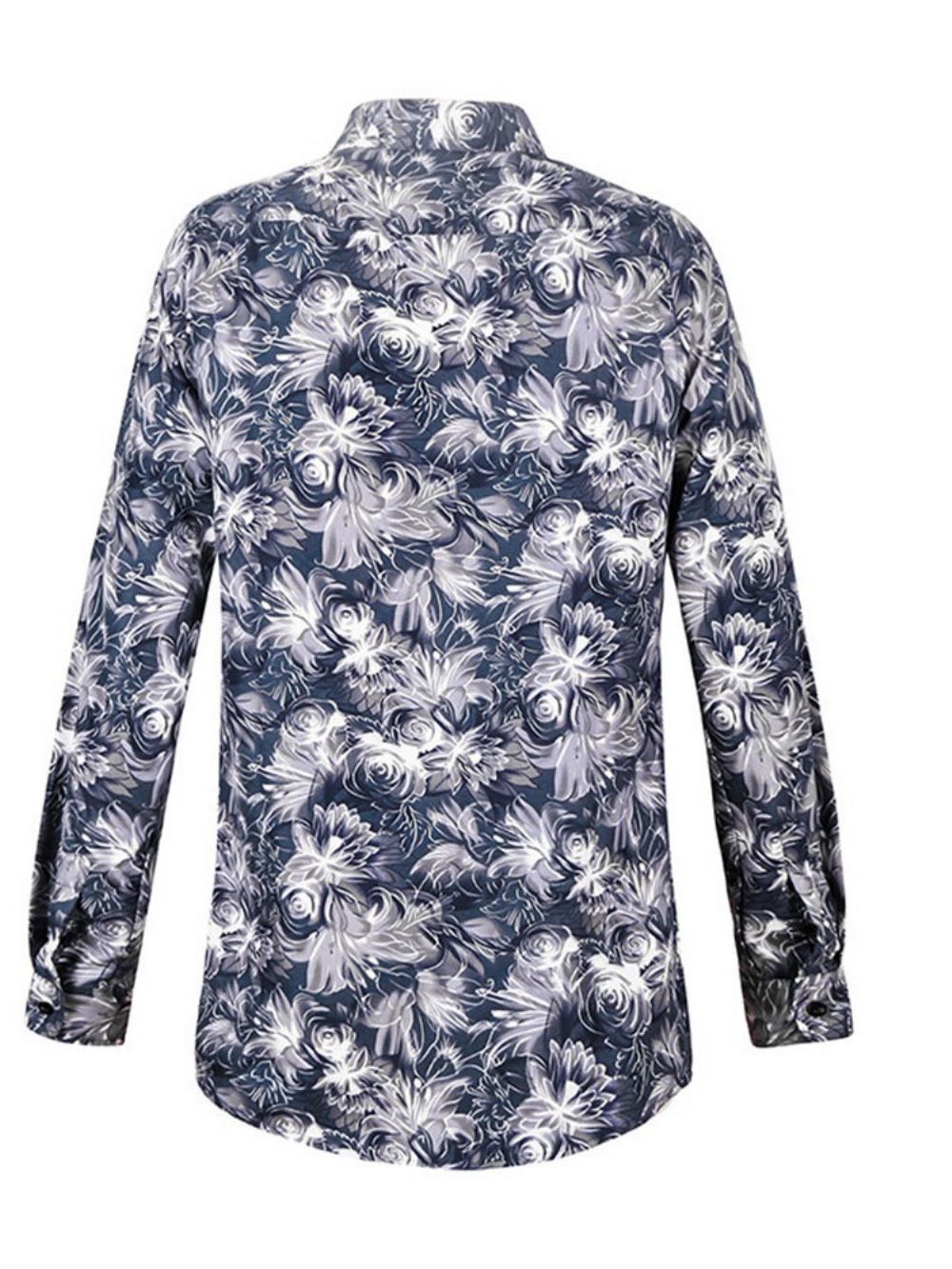 Camisa Masculina Casual De Lapela Floral Com Abotoamento Simples