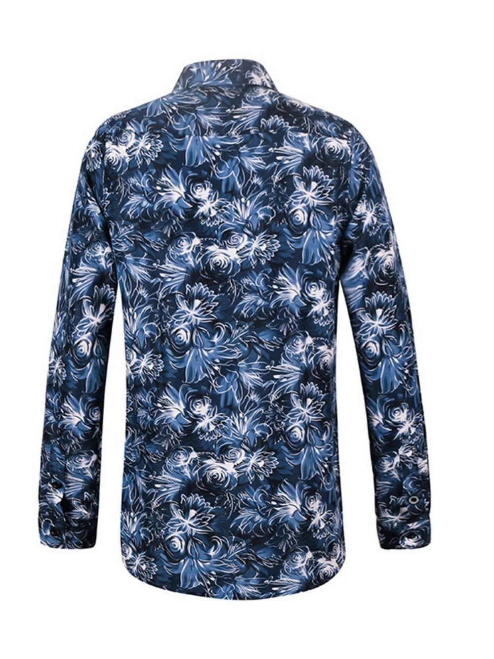 Camisa Masculina Casual De Lapela Floral Com Abotoamento Simples