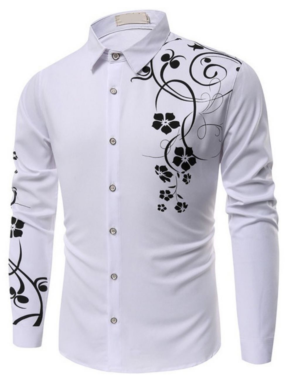 Camisa Masculina Casual Slim Com Estampa Floral