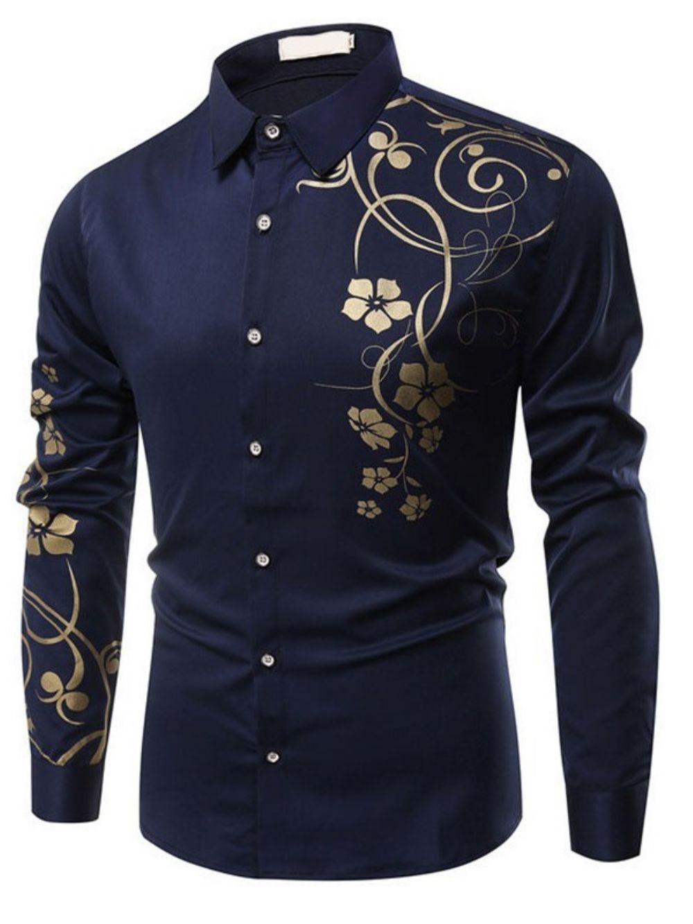 Camisa Masculina Casual Slim Com Estampa Floral