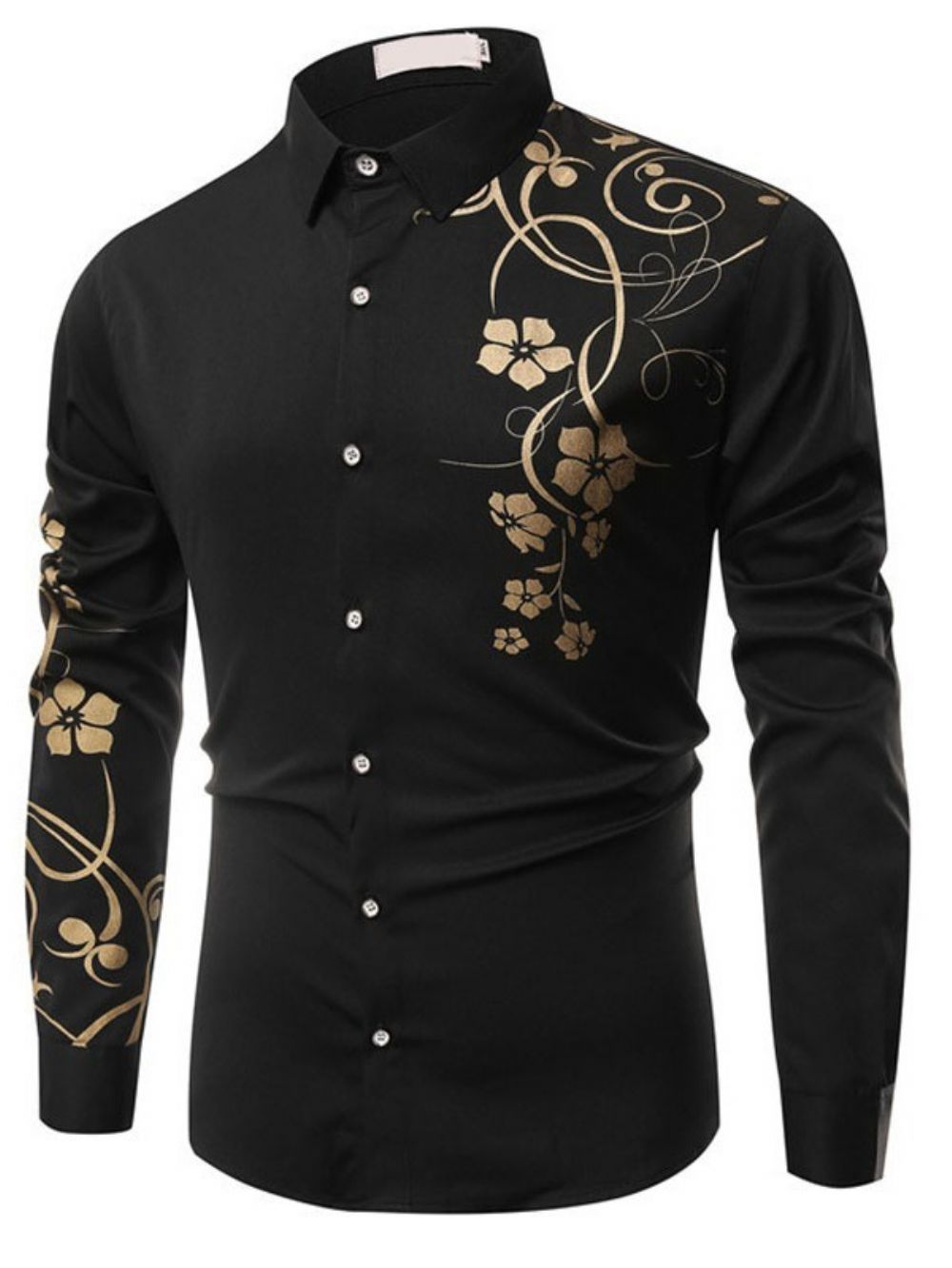 Camisa Masculina Casual Slim Com Estampa Floral