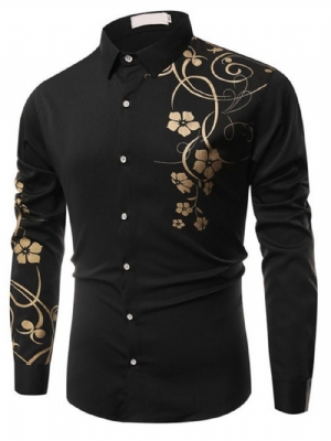 Camisa Masculina Casual Slim Com Estampa Floral