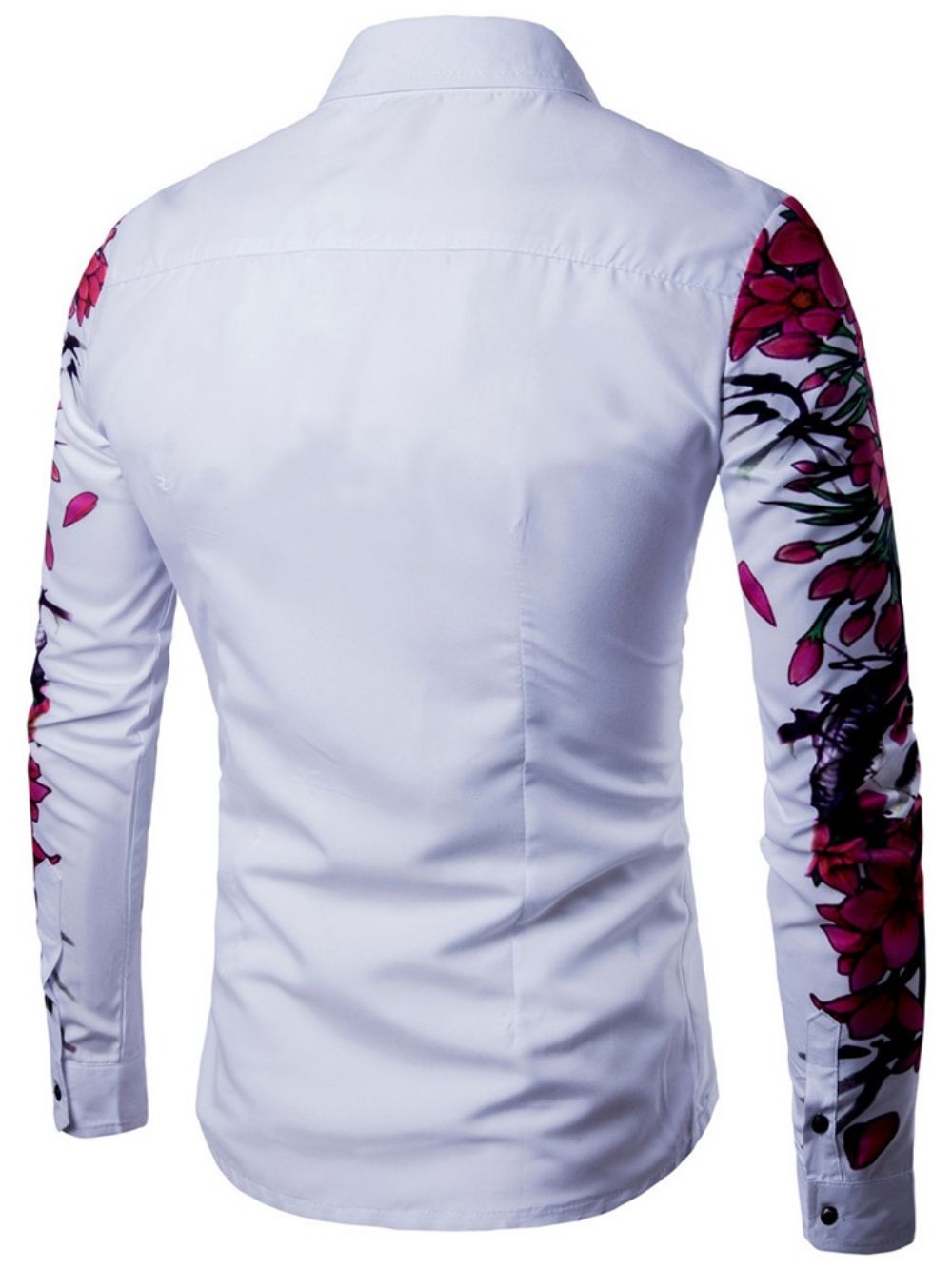 Camisa Masculina Casual Slim Com Estampa Floral Lapela