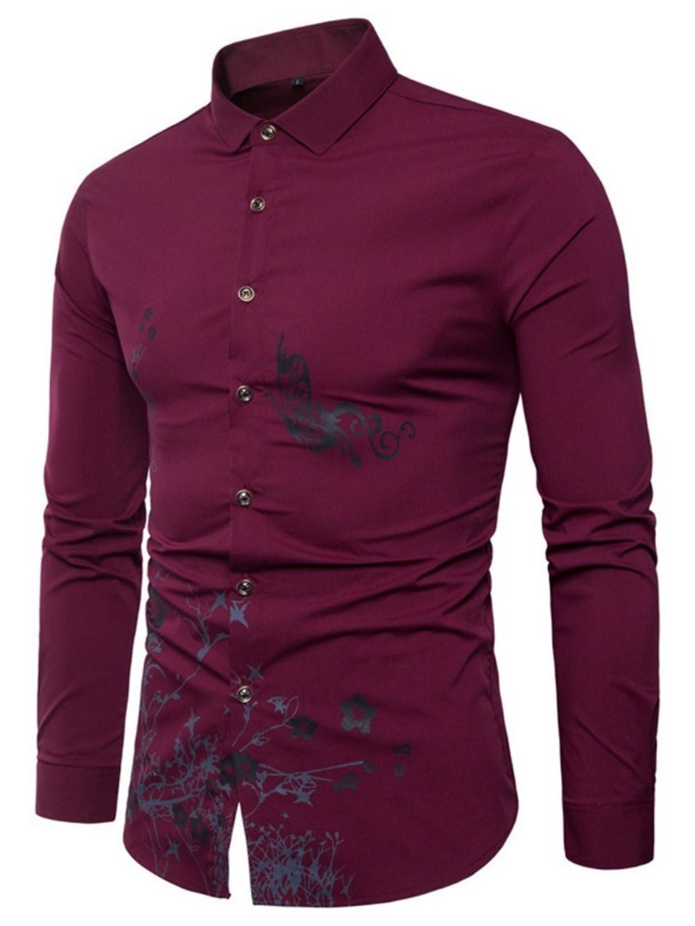 Camisa Masculina Casual Slim Com Lapela Color Block