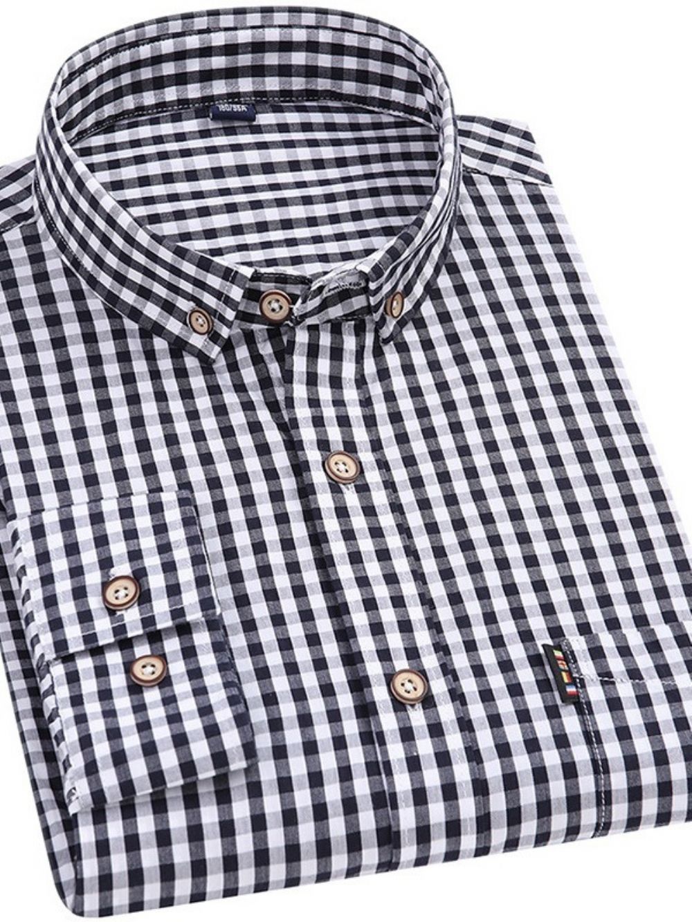 Camisa Masculina Casual Xadrez De Lapela Com Mola