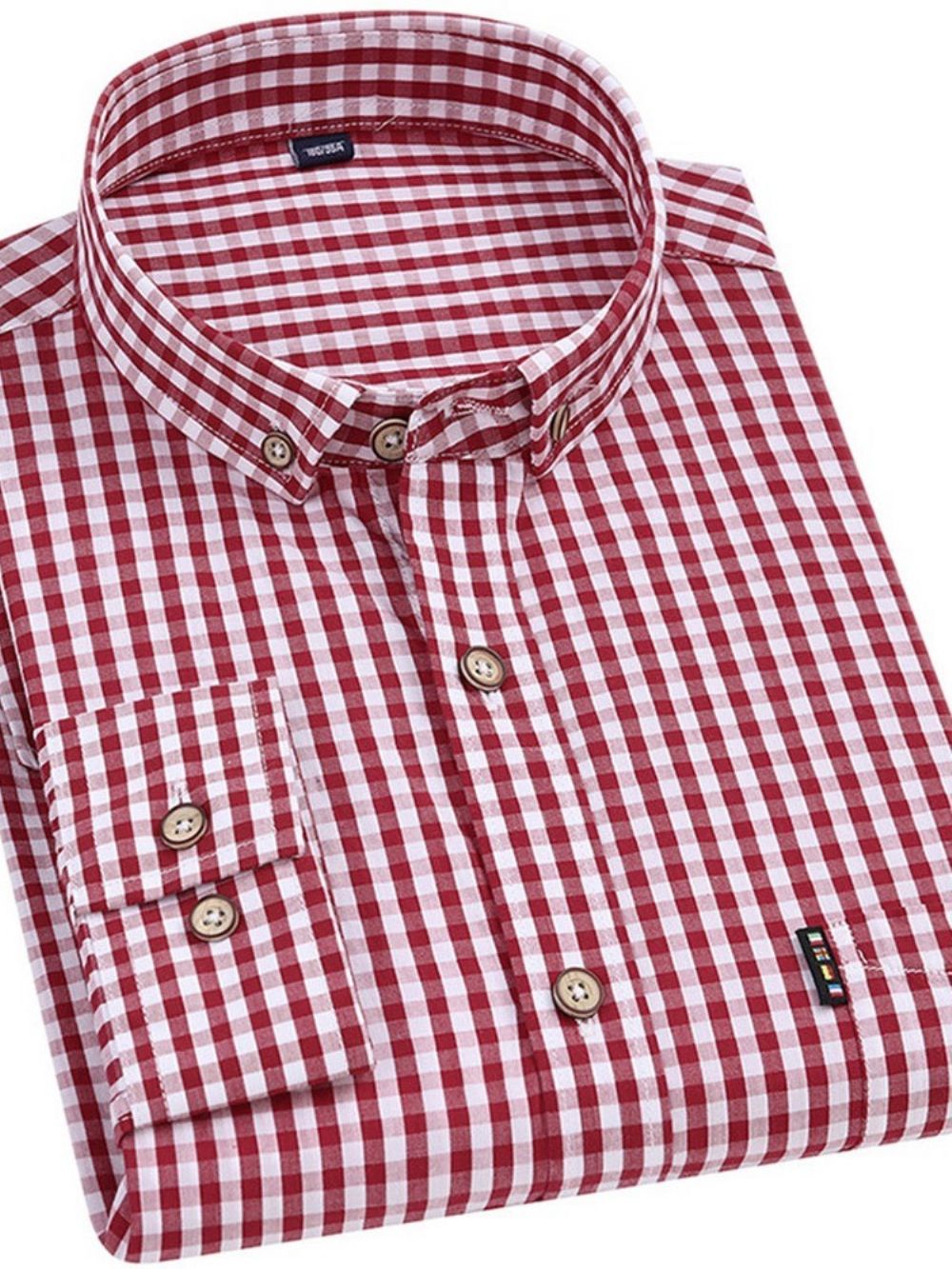 Camisa Masculina Casual Xadrez De Lapela Com Mola