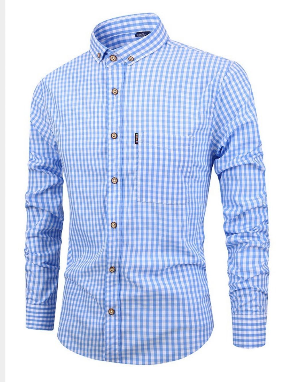 Camisa Masculina Casual Xadrez De Lapela Com Mola