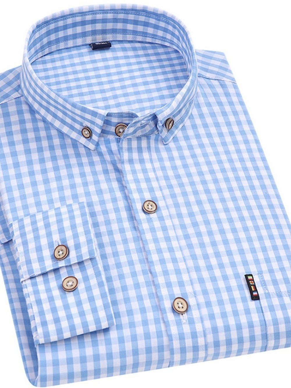 Camisa Masculina Casual Xadrez De Lapela Com Mola