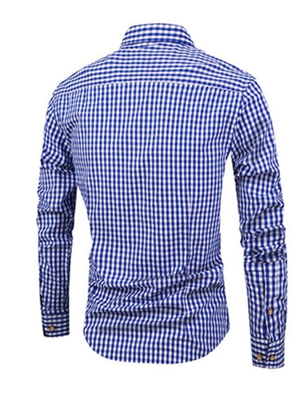 Camisa Masculina Casual Xadrez De Lapela Com Mola