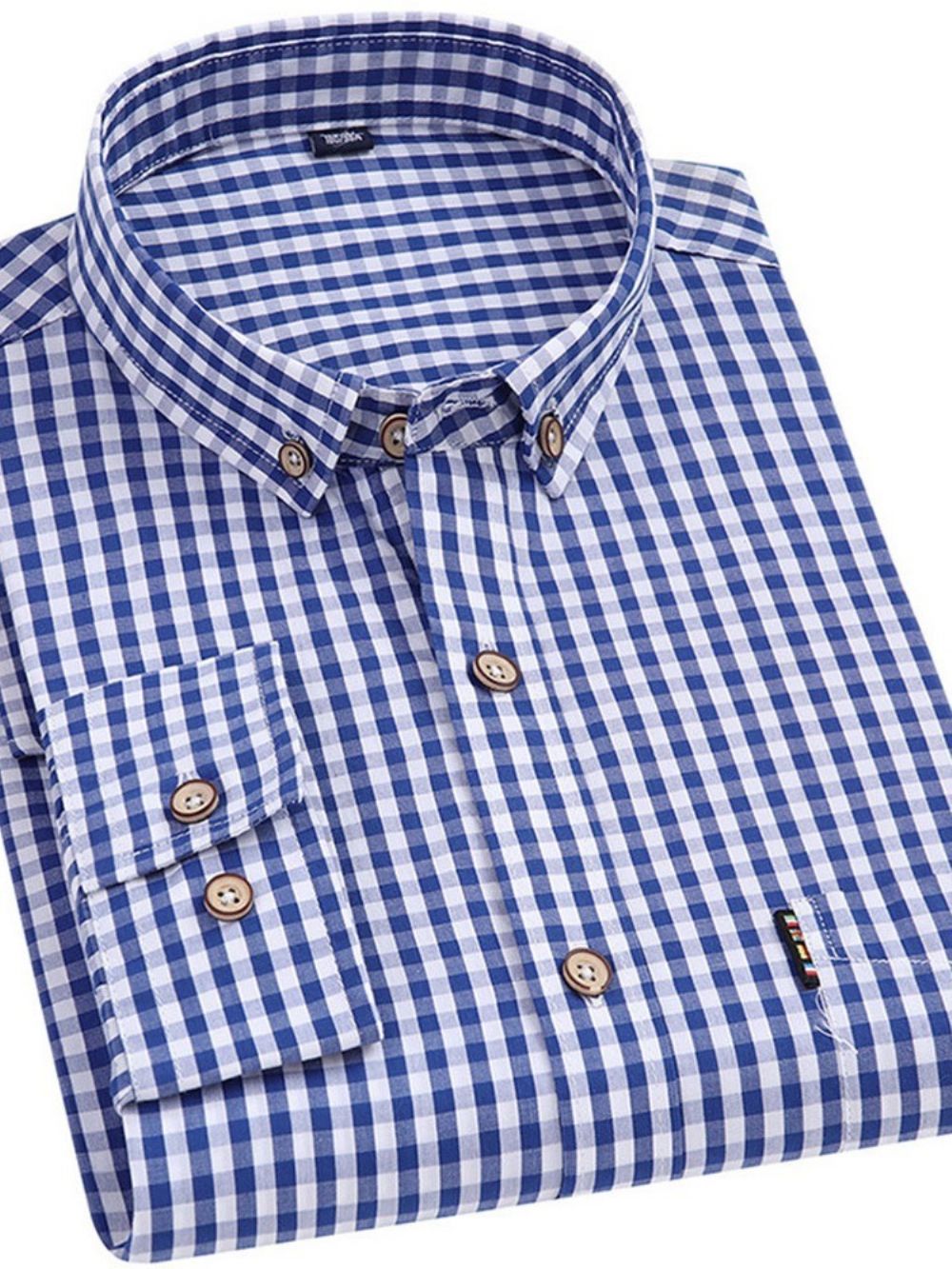 Camisa Masculina Casual Xadrez De Lapela Com Mola