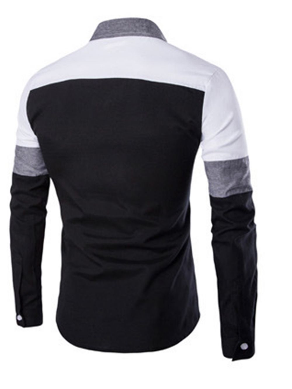 Camisa Masculina Color Block Patchwork Slim Lapela