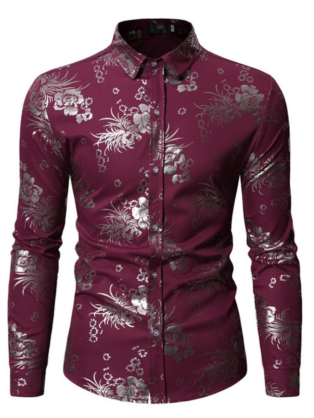 Camisa Masculina Com Estampa Floral Lapela Trespassada