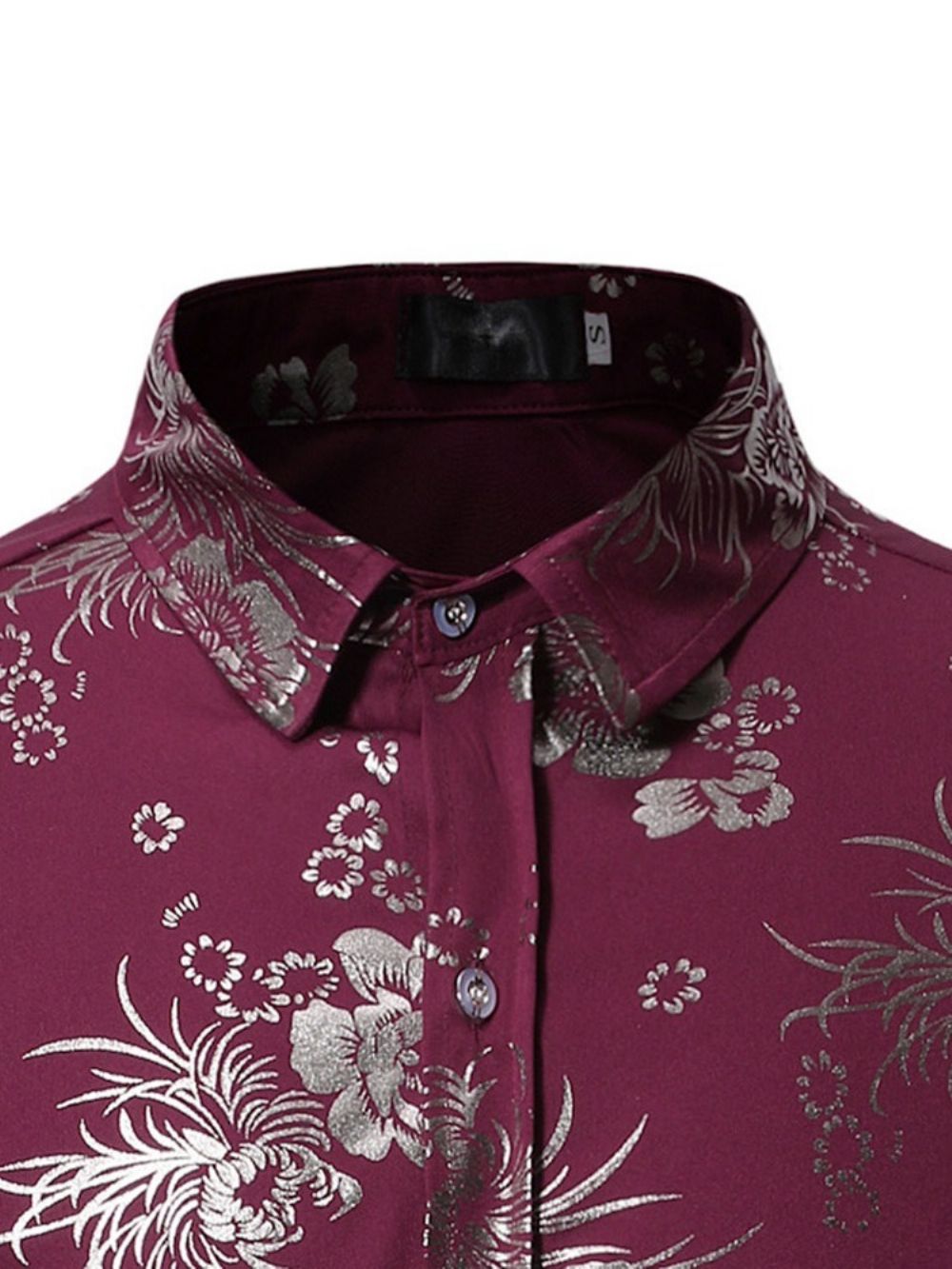 Camisa Masculina Com Estampa Floral Lapela Trespassada