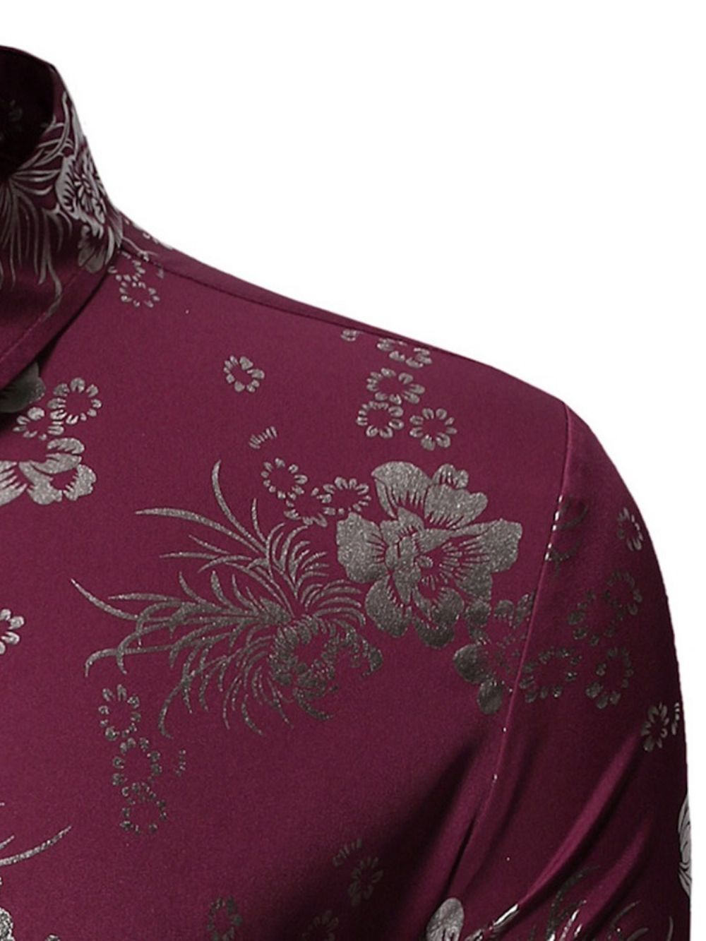 Camisa Masculina Com Estampa Floral Lapela Trespassada