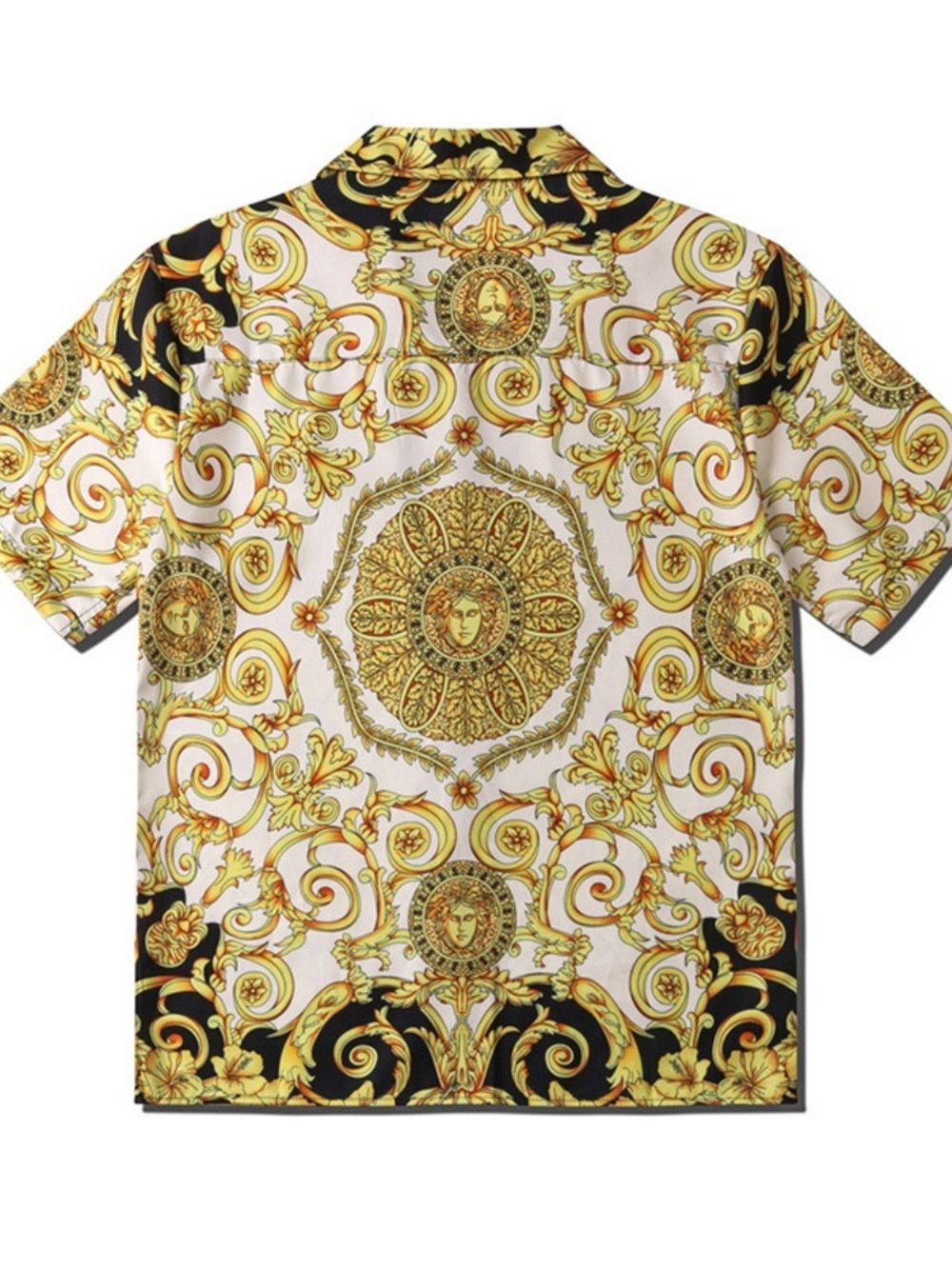 Camisa Masculina Com Estampa De Lapela Floral Solta Trespassada