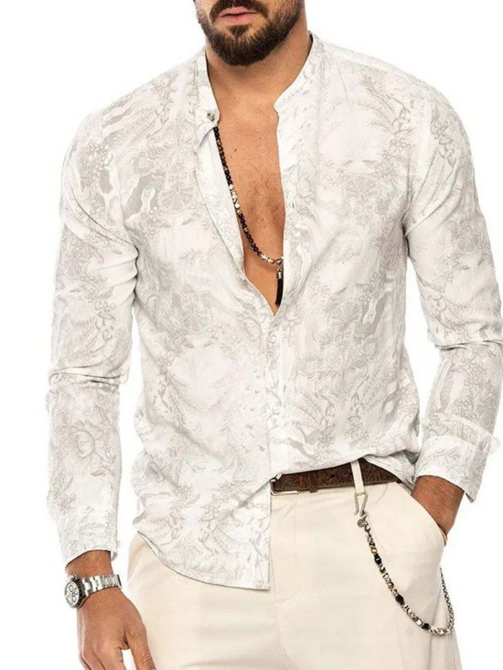 Camisa Masculina Estampa Floral Slim Trespassada