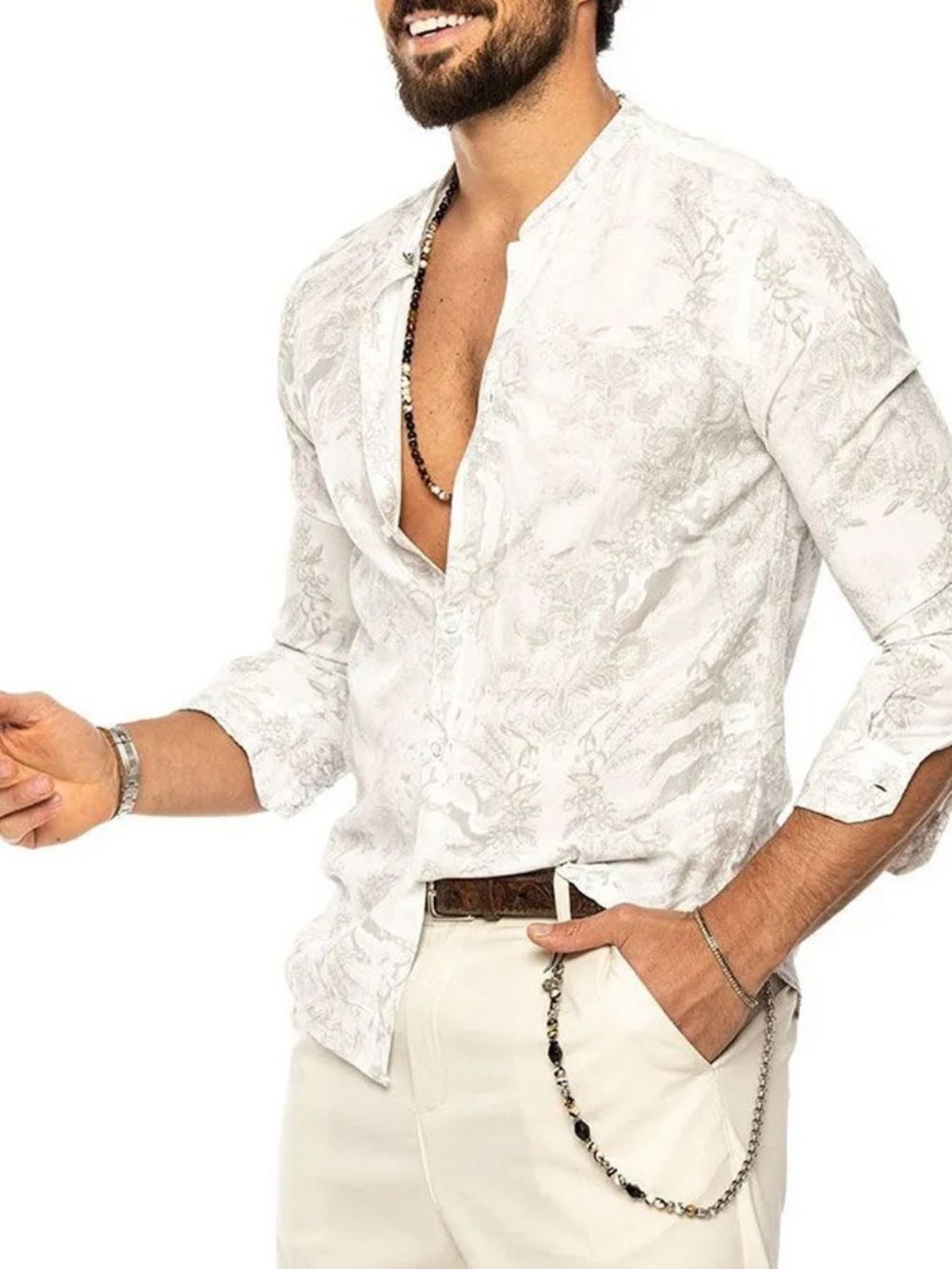 Camisa Masculina Estampa Floral Slim Trespassada